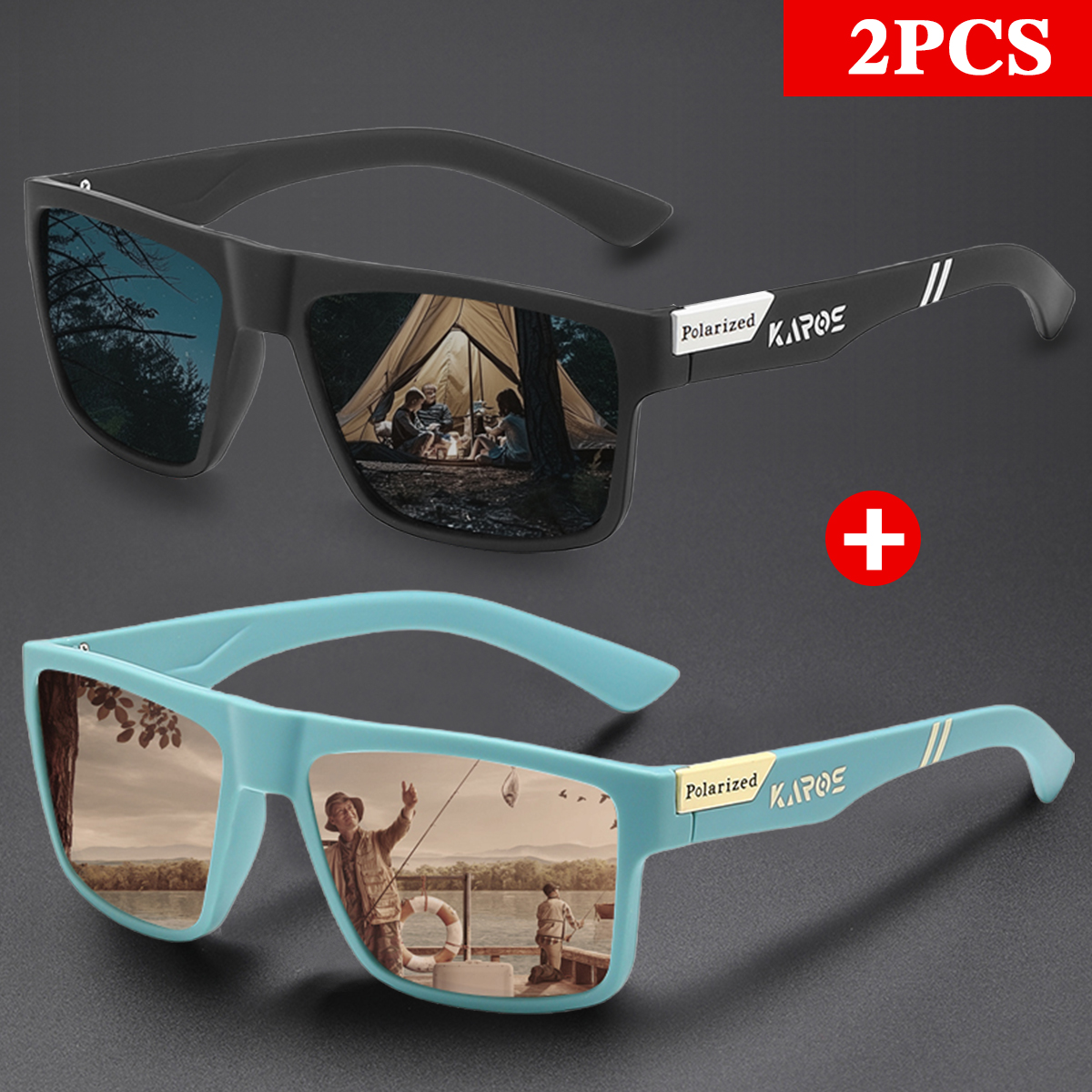 KAROS 2PCS Retro Square Polari - Fishing Sunglasses Polarized recensie en prijs