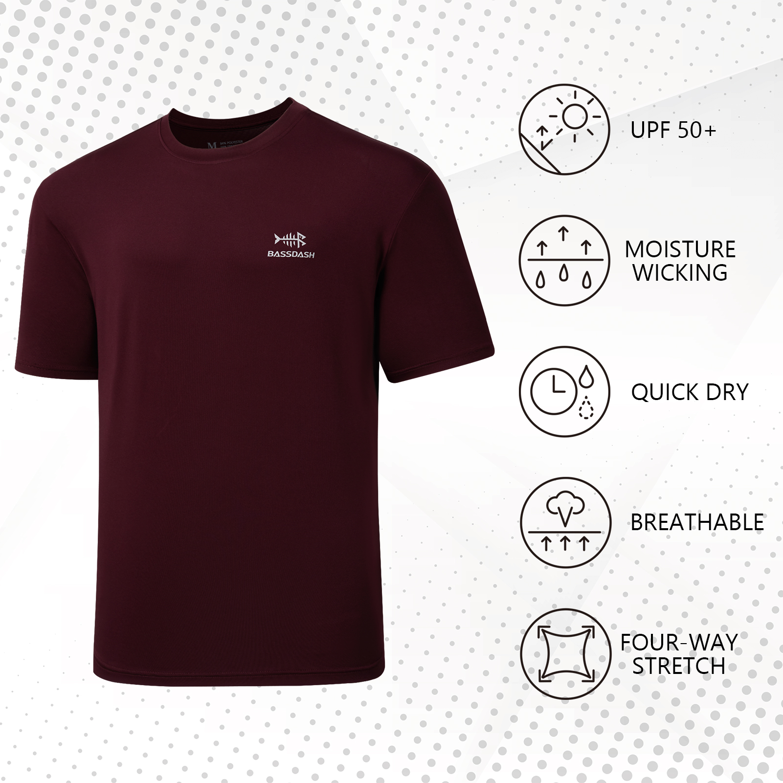 BASSDASH Men’s UPF 50+ Short S - Fishing Shirt Uv Protection recensie en prijs